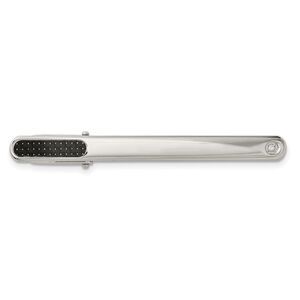 Stainless Steel, .03ct Diamond, Black Carbon Fiber Tie Bar Clip 4x57mm